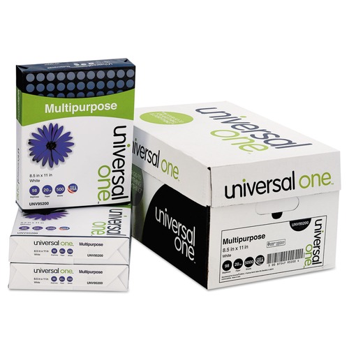 Office Jansan | Universal UNV95200 Deluxe 8.5 in. x 11 in. 20 lb Bond Weight Multipurpose Paper - Bright White (10/Carton) image number 0