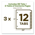 Office Jansan | Avery 11083 Ready Index 11 in. x 8.5 in. 12-Tab 1 to 12 Customizable Table of Contents Dividers with Multicolor Tabs - White (3/Pack) image number 5