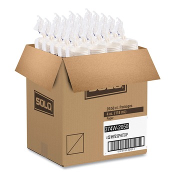 SOLO 374W-2050 4 oz Single-Sided Poly Paper Hot Cups - White (1000/Carton)