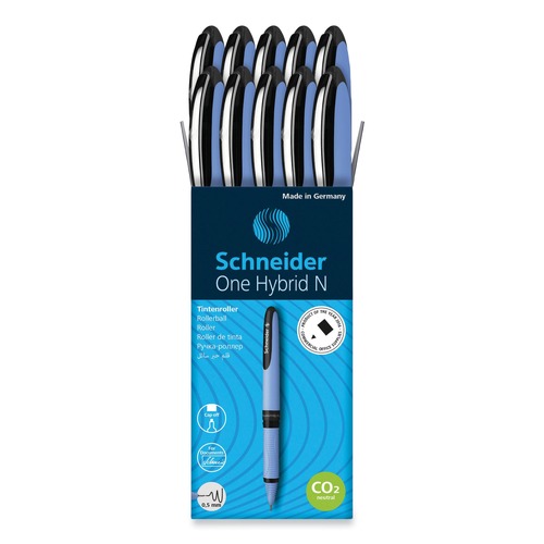 Office & Office Supplies | Schneider 183501 One Hybrid N Fine 0.5 millimeter Stick Rollerball Pen - Black Ink/Blue Barrel (10/Box) image number 0