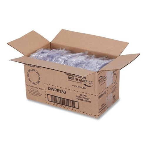 Bowls and Plates | WNA WNA DWP6180 6 in. Diameter Designerware Plastic Plates - Clear (18/Pack, 10 Packs/Carton) image number 0