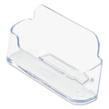 Bulk Savings Pricing 2 | Deflecto 70101 3.88 in. x 1.38 in. x 1.81 in. Plastic Horizontal Business Card Holder - Clear image number 2