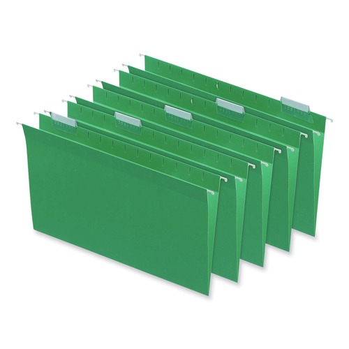 Office Jansan | Universal UNV14217EE 1/5 Cut Tab Legal Size Deluxe Color Hanging File Folders - Bright Green (25/Box) image number 0
