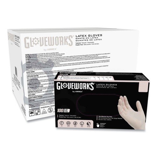 Disposable Gloves | Ammex TLF42100 4 mil Powder-Free Latex Disposable Gloves - Small, Ivory (1000/Carton) image number 0