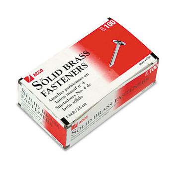 ACCO 1 in. Capacity No. 4 Brass Prong Paper Fasteners - Brass (100/Box)