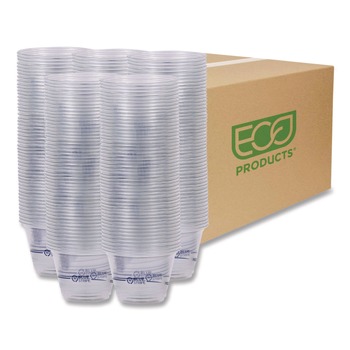 Eco-Products BlueStripe 9 oz. Plastic 25 Percent Recycled Content Cold Cups - Clear/Blue (1000/Carton)