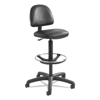 Safco 3406BL Precision Extended-Height Swivel Stool with Adjustable Footring - Black Vinyl