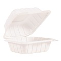 Food Trays, Containers, and Lids | Dart 60MFPPHT1 ProPlanet 6 in. x 6.3 in. x 3.3 in. Polypropylene Hinged Lid Containers - White (400-Piece/Carton) image number 0