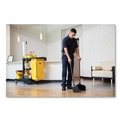  | Rubbermaid Commercial FG253100BLA 12.5 in. x 37 in. Lobby Pro Polypropylene with Vinyl Coat Upright Dustpan with Wheels - Black image number 5