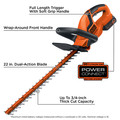 Hedge Trimmers | Black & Decker LHT2220 20V MAX Lithium-Ion Dual Action 22 in. Cordless Electric Hedge Trimmer Kit (1.5 Ah) image number 9