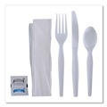 Cutlery | Boardwalk BWKFKTNSHWPSWH 6-Piece Heavyweight Condiment/Fork/Knife/Napkin/Spoon Cutlery Kit - White (250/Carton) image number 0