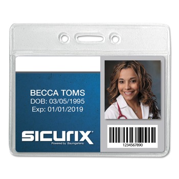 SICURIX SICURIX 2.13 in. x 3.38 in. Horizontal Badge Holder - Clear (12/Pack)