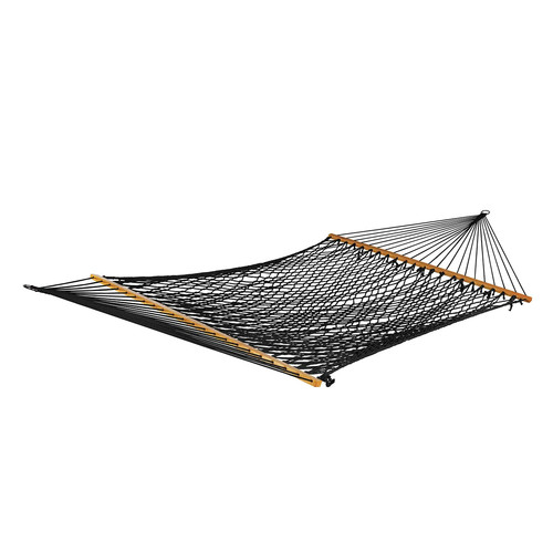 Outdoor Living | Bliss Hammock BH-410BK 450 lbs. Capacity 60 in. Cotton Rope Hammock with Spreader Bar - Black image number 0