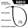 Ropes and Ties | Klein Tools 450-210 100-Piece 11.5 in. 50 lbs. Tensile Strength Heavy Duty Nylon Cable Zip Tie Set - Black image number 1