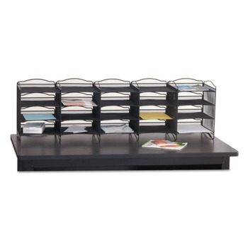 Safco 7770BL Onyx 19 in. x 59 in. x 15.25 in. 20-Compartment Mesh Literature Sorter - Black (1/Carton)
