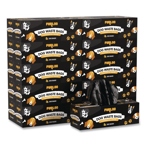Trash & Waste Bins | Furloo FLO220 8 in. x 13 in. Open-Face Commercial Grade Dog Waste Station Refill Bags - Black (4000/Carton) image number 0