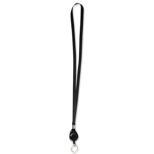 Office Jansan | Advantus 75547 34 in. Long Metal Split Ring Fastener Lanyards with Retractable ID Reels - Black (12/Pack) image number 0