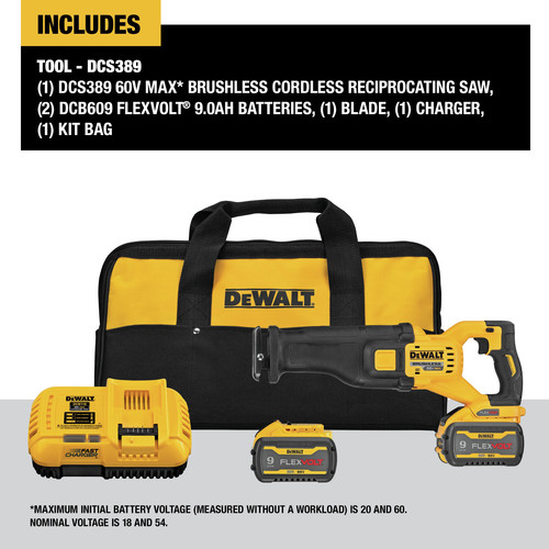 Dewalt 60v max cordless lithium ion reciprocating best sale saw kit with 2 flexvolt batteries dcs388t2