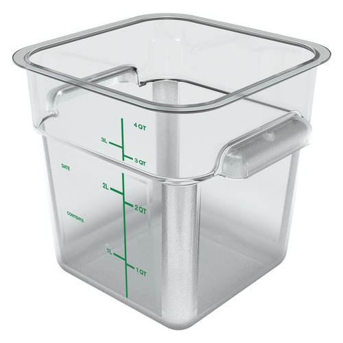 Food Service | Carlisle 1195107 7.13 in. x 7.13 in. x 7.29 in. 4 qt Squares Polycarbonate Plastic Food Storage Container - Clear image number 0