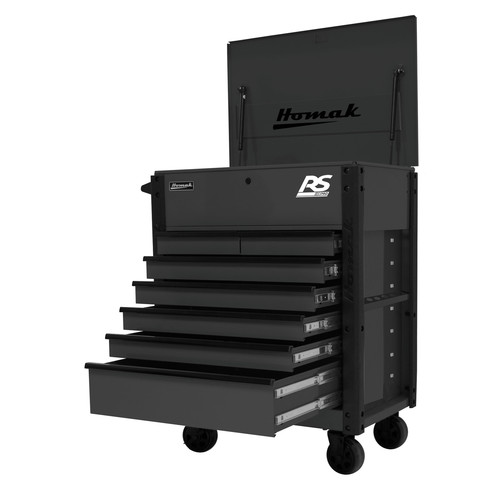 Tool Carts | Homak BK06035247 35 in. 7-Drawer Flip-Top Service Cart - Black image number 0