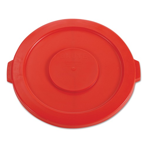 Trash & Waste Bins | Rubbermaid Commercial FG263100RED 22.25 in. BRUTE Self-Draining Flat Top Lids for 32 gal. Round BRUTE Containers - Red image number 0