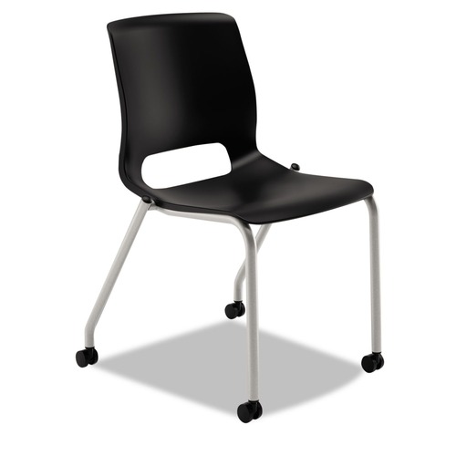  | HON HMG2.N.A.ON.CU10.PLAT Motivate 300 lbs. Capacity Four-Leg Stacking Chair - Onyx/Black/Platinum (2/Carton) image number 0