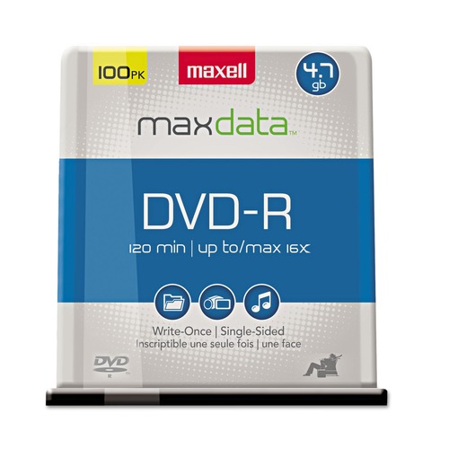  | Maxell 638014 4.7 GB 16x Spindle DVD-R Recordable Disc - Gold (100/Pack) image number 0