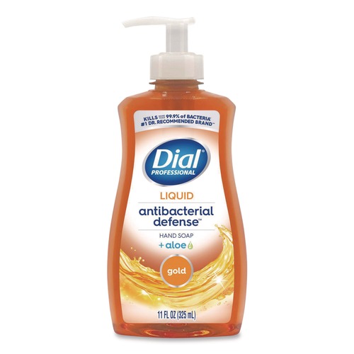 Cleaning & Janitorial Supplies | Dial Professional 1700035470 11 oz. Pump Bottle Antibacterial Defense Gold Hand Soap Plus Aloe - Original image number 0