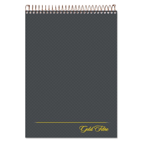 Office Jansan | Ampad 20-813 Gold Fibre 8.5 in. x 11.75 in. Wirebound Project Notes Pad - Gray/Gold Cover/White Pad (70 Sheets/Pad) image number 0