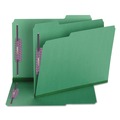 File Folders | Smead 14938 2 in. Expansion Colored Pressboard Folders with 2 SafeSHIELD Coated Fasteners - Letter Size/Green (25/Box) image number 0