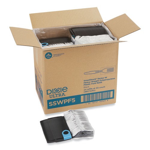 Cutlery | Dixie SSWPF5 Fork Smartstock Wrapped Heavy-Weight Cutlery Refill - Black (960/Carton) image number 0