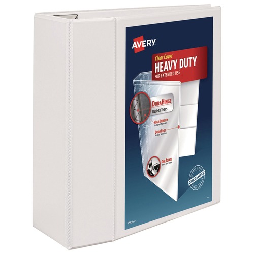  | Avery 79106 11 in. x 8.5 in. Heavy-Duty View Binder with DuraHinge, 3 Locking One Touch EZD Rings, and 5 in. Capacity - White image number 0