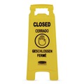 Office Jansan | Rubbermaid Commercial FG611278YEL 11 in. x 12 in. x 25 in. 2-Sided Multilingual "Closed" Sign - Yellow image number 1