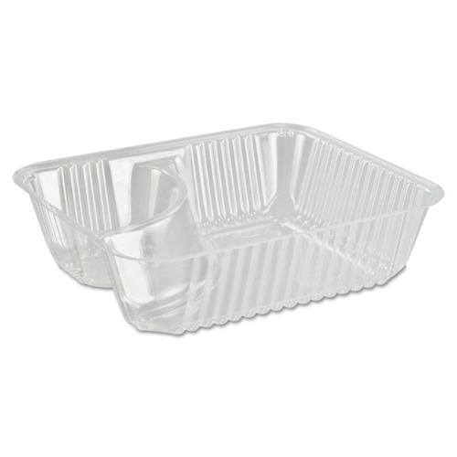 Food Trays, Containers, and Lids | Dart C56NT2 5 in. x 6 in. x 1.5 in. 2-Compartments ClearPac Small Nacho Plastic Tray - Clear (500/Carton) image number 0