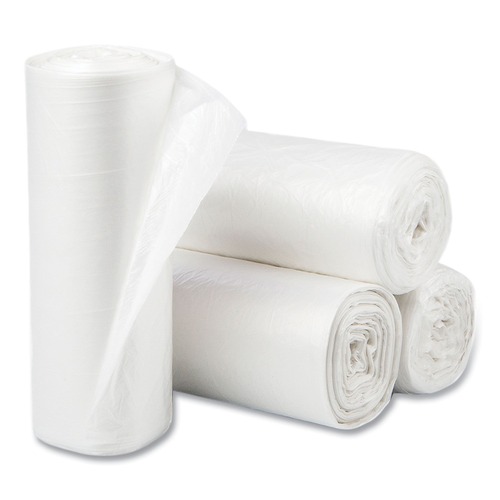 Just Launched | Inteplast Group S386012N 60-Gallon 12 Microns 38 in. x 60 in. High-Density Interleaved Commercial Can Liners - Clear (200-Piece/Carton) image number 0