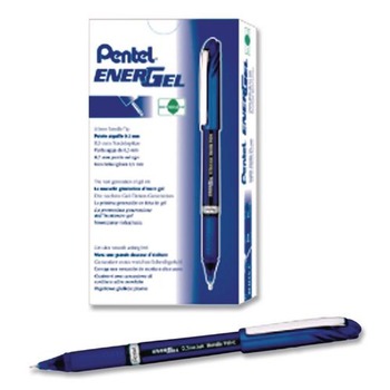 Pentel EnerGel NV Fine 0.5 millimeter Stick Gel Pen - Blue Ink/Barrel (1-Dozen)
