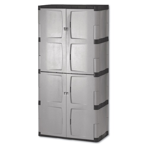 Bulk Savings Pricing 2 | Rubbermaid FG708300MICHR 36 in. x 18 in. x 72 in. Base/Top Double-Door Storage Cabinet - Gray/Black image number 0