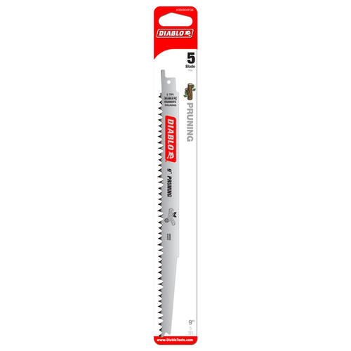  | Diablo DS0905FG5 5-Piece 9 in. 5 TPI Fleam Ground Pruning Reciprocating Saw Blade (1-Carton) image number 0