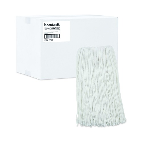 Mops | Boardwalk BWK220RCT 20 oz. Rayon Premium Cut-End Wet Mop Heads - White (12/Carton) image number 0
