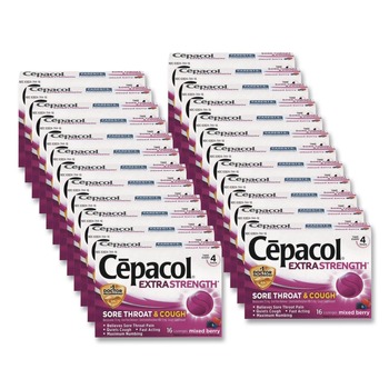 Lysol 63824-74016 Sore Throat and Cough Lozenges - Mixed Berry (24 Packs/Carton)