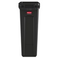 Trash & Waste Bins | Rubbermaid Commercial FG354060BLA 23 Gallon Rectangular Plastic Slim Jim Receptacle W/venting Channels - Black image number 1