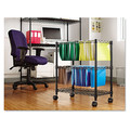 Office Jansan | Alera ALEFW601426BL 26 in. x 14 in. x 29.5 in. 1 Shelf 3 Bins Metal Two-Tier File Cart for Front-to-Back and Side-to-Side Filing - Black image number 2