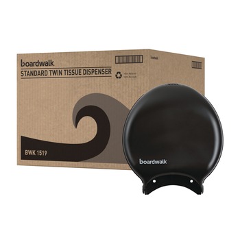 PAPER AND DISPENSERS | Boardwalk R2000BKBW 11 in. x 6.25 in. x 12.25 in. Single Jumbo Toilet Tissue Dispenser - Black