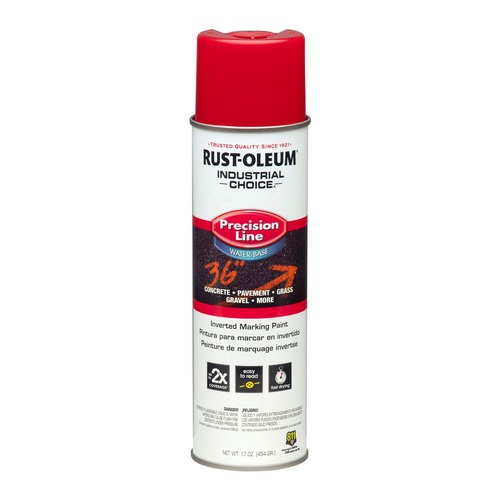 Paint | Rust-Oleum 203038CT Industrial Choice 17 oz. Aerosol Can M1800 System Water-Based Precision Line Marking Paint - Flat Safety Red (12/Carton) image number 0
