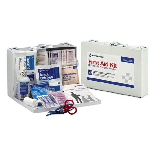 First Aid | First Aid Only 224-U/FAO OSHA Compliant First Aid Kit for 25 People with Metal Case (1-Kit) image number 0