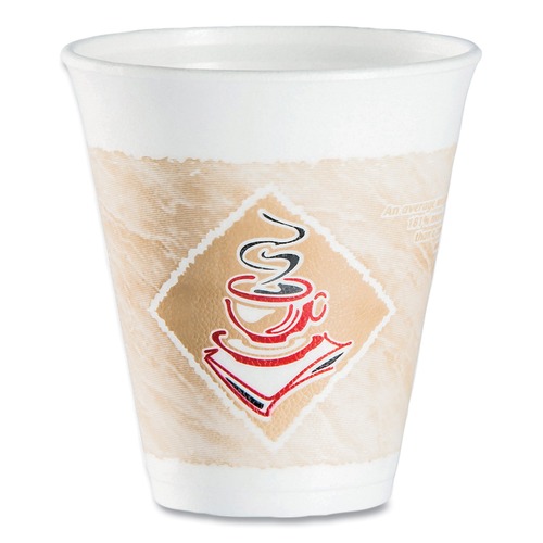 Just Launched | Dart 12X16G 12 oz. Cafe G Foam Hot/cold Cups - White with brown and Red (1000/carton) image number 0