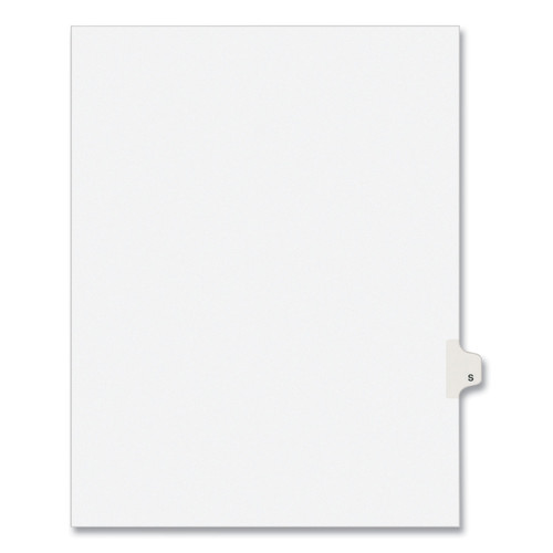 Office Jansan | Avery 01419 11 in. x 8.5 in. 26-Tab S Avery Style Preprinted Legal Exhibit Side Tab Index Dividers - White (25/Pack) image number 0