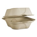 Food Trays, Containers, and Lids | World Centric TO-SC-U15B-LFP 6.5 in. x 6 in. x 3.2 in. Paper Burger Box Fiber Hinged Containers - Natural (500/Carton) image number 0