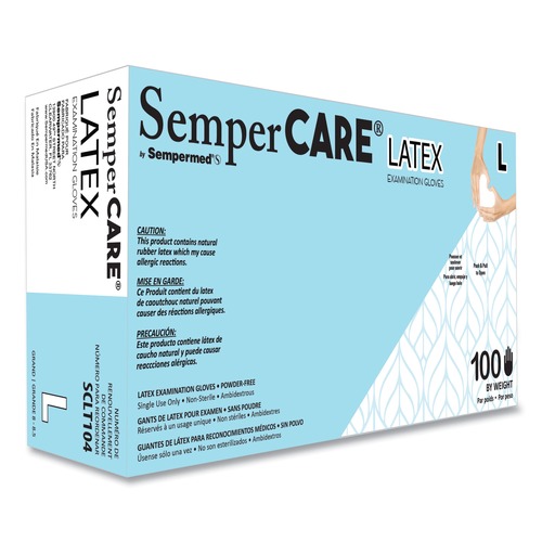 Disposable Gloves | SemperCare SCLT104 5 mil Powder-Free Latex Examination Gloves - Large/Cream (1000/Carton) image number 0
