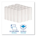 Trash Bags | Boardwalk H4832LWKR01 24 in. x 32 in. 16 gal. 0.4 mil. Low-Density Waste Can Liners - White (25 Bags/Roll, 20 Rolls/Carton) image number 3